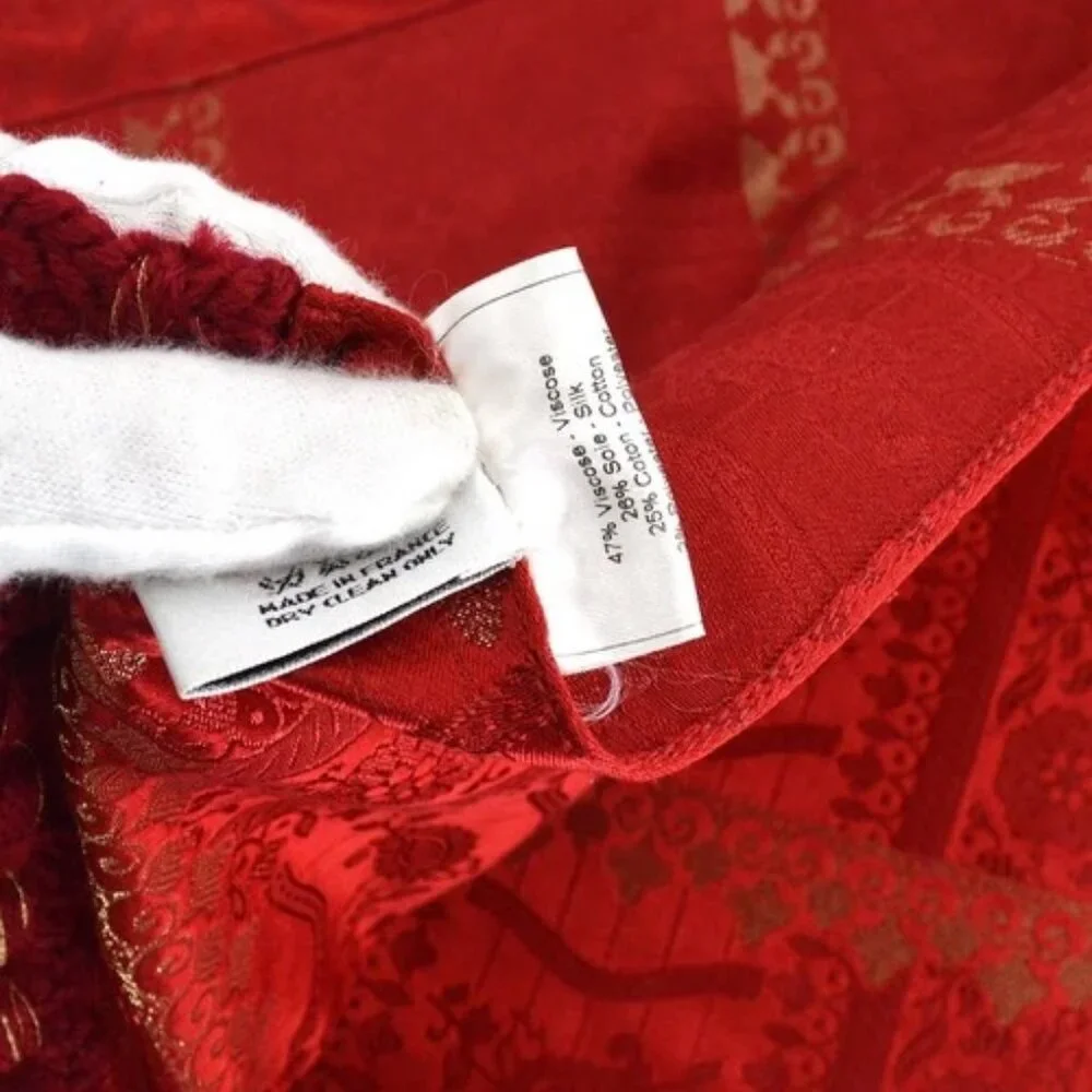 Christian Dior Scarf Red Gold France Vintage 25440
